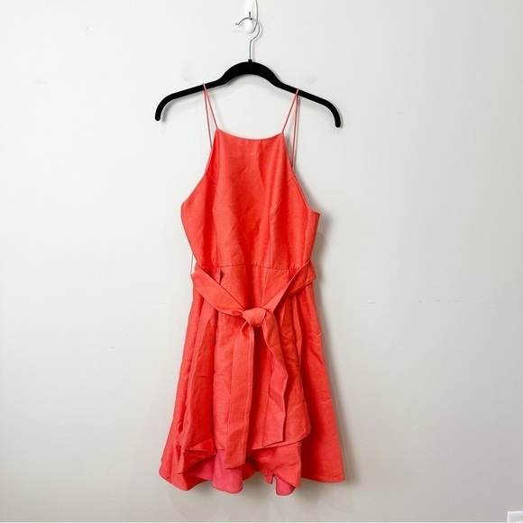 C/MEO COLLECTIVE Paneled Layered Asymmetric Dress Salmon Coral Dress Mini - Picture 3 of 9